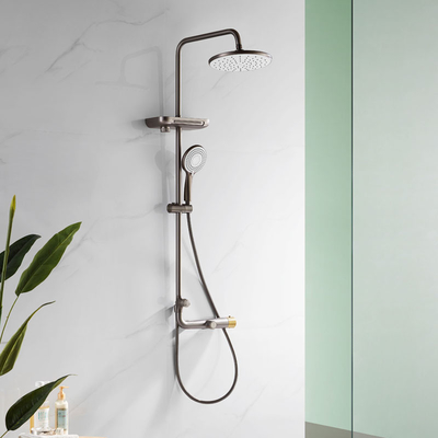 Modern Round Thermostatic Shower Wall Mount Shower Head Grey Color