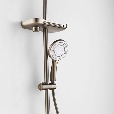 Modern Round Thermostatic Shower Wall Mount Shower Head Grey Color