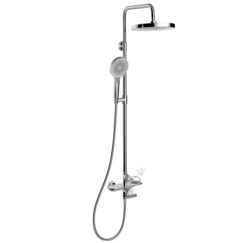 H 817-1207mm Wall Mount Shower Faucet Set Round Headshower Handshower